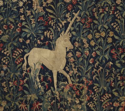 Allegorical Millefleurs tapestry with animals by Flemish School